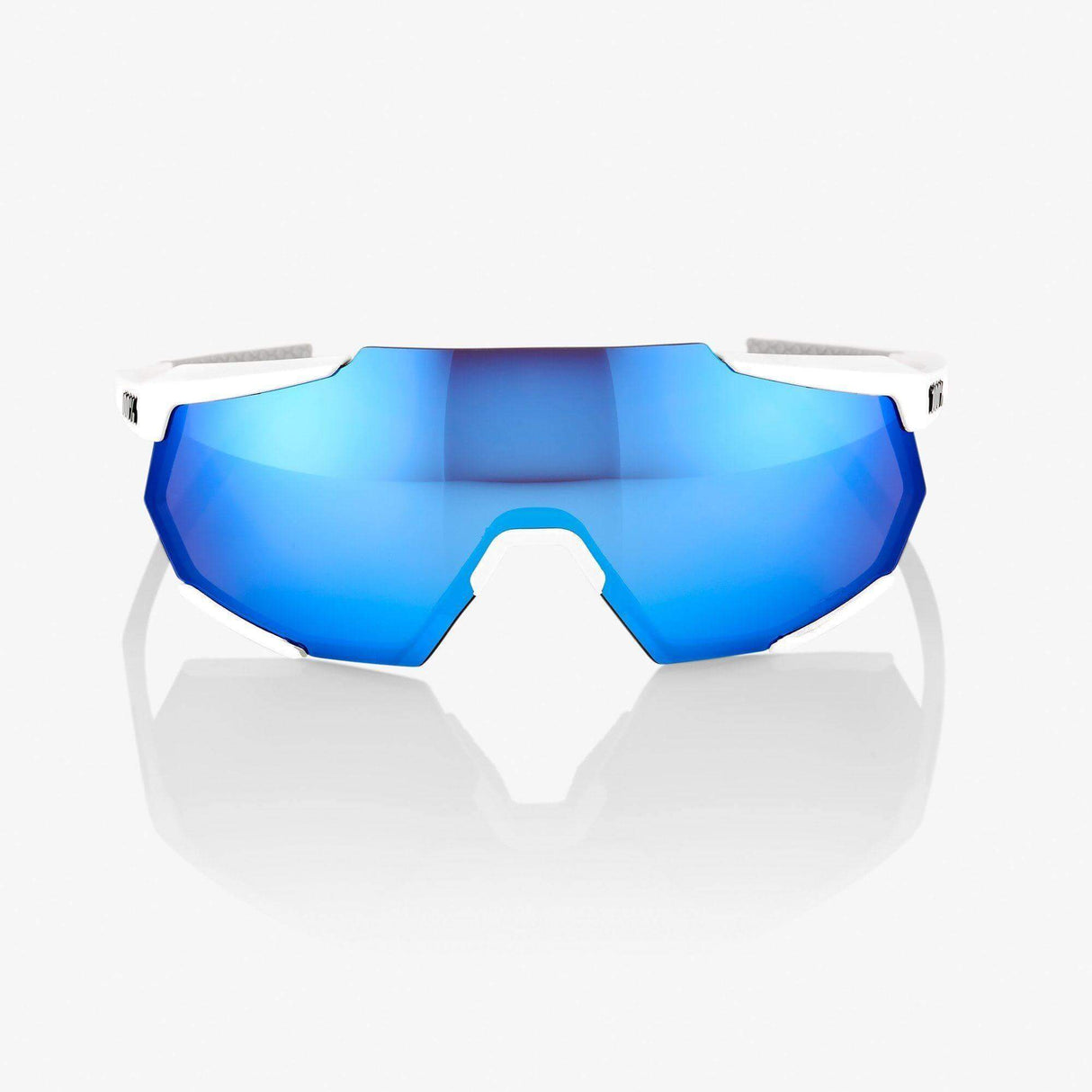 100% RACETRAP - Matte White HiPER Blue Multilayer Mirror Lens | Strictly Bicycles