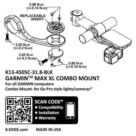 K-EDGE K-EDGE Garmin Max XL Combo Mount | Strictly Bicycles